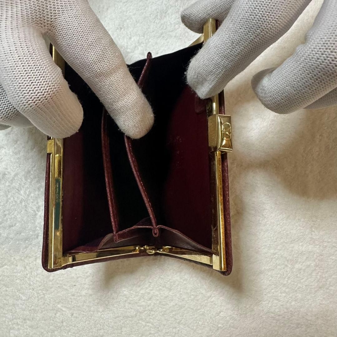 Valentino Garavani Coin Purse Vintage Wallet Burgundy Leather Used 8x12cm
