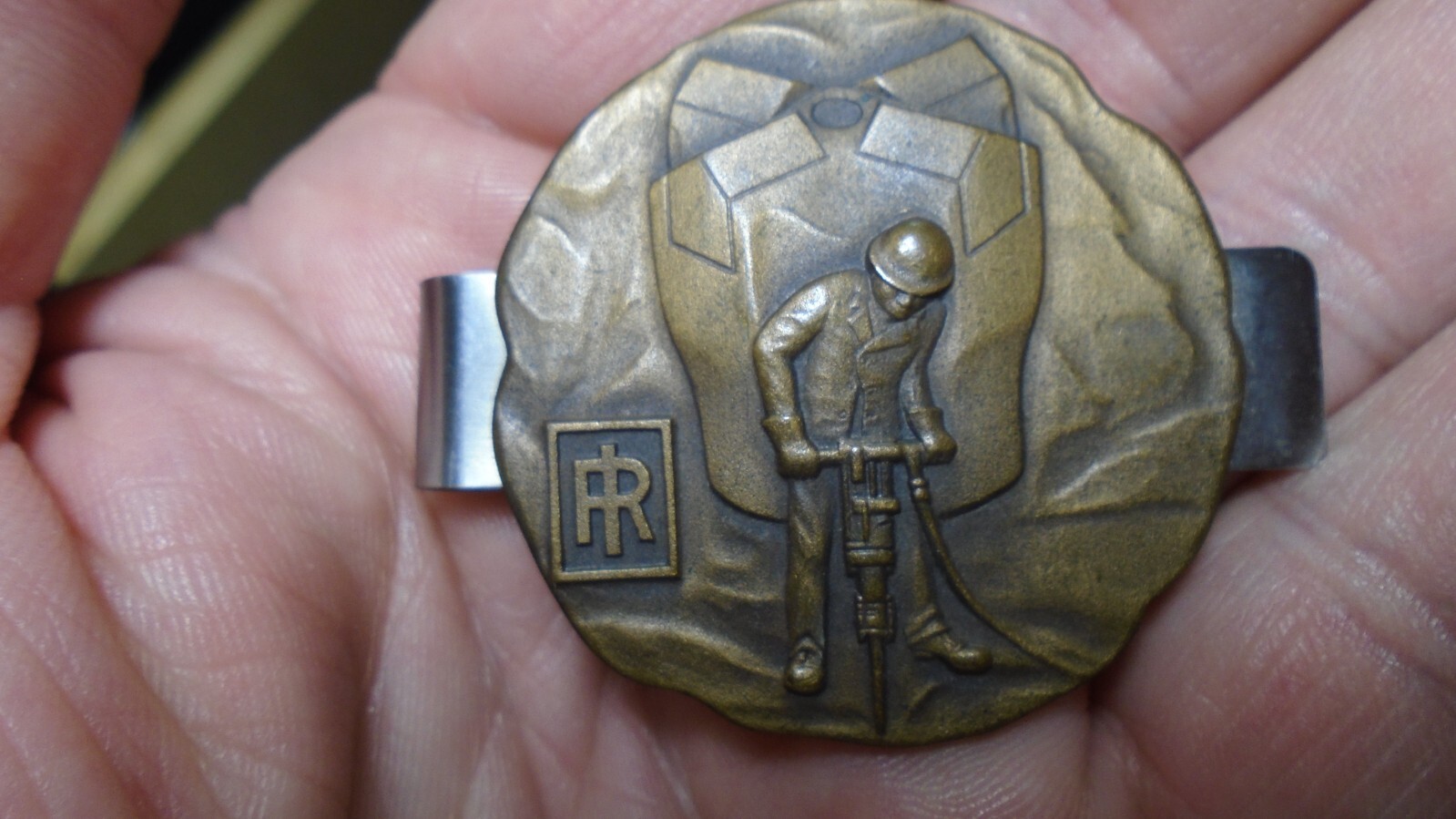 Vintage Bronze Jackhammer operator personal accessories Money Clip Tie Collect