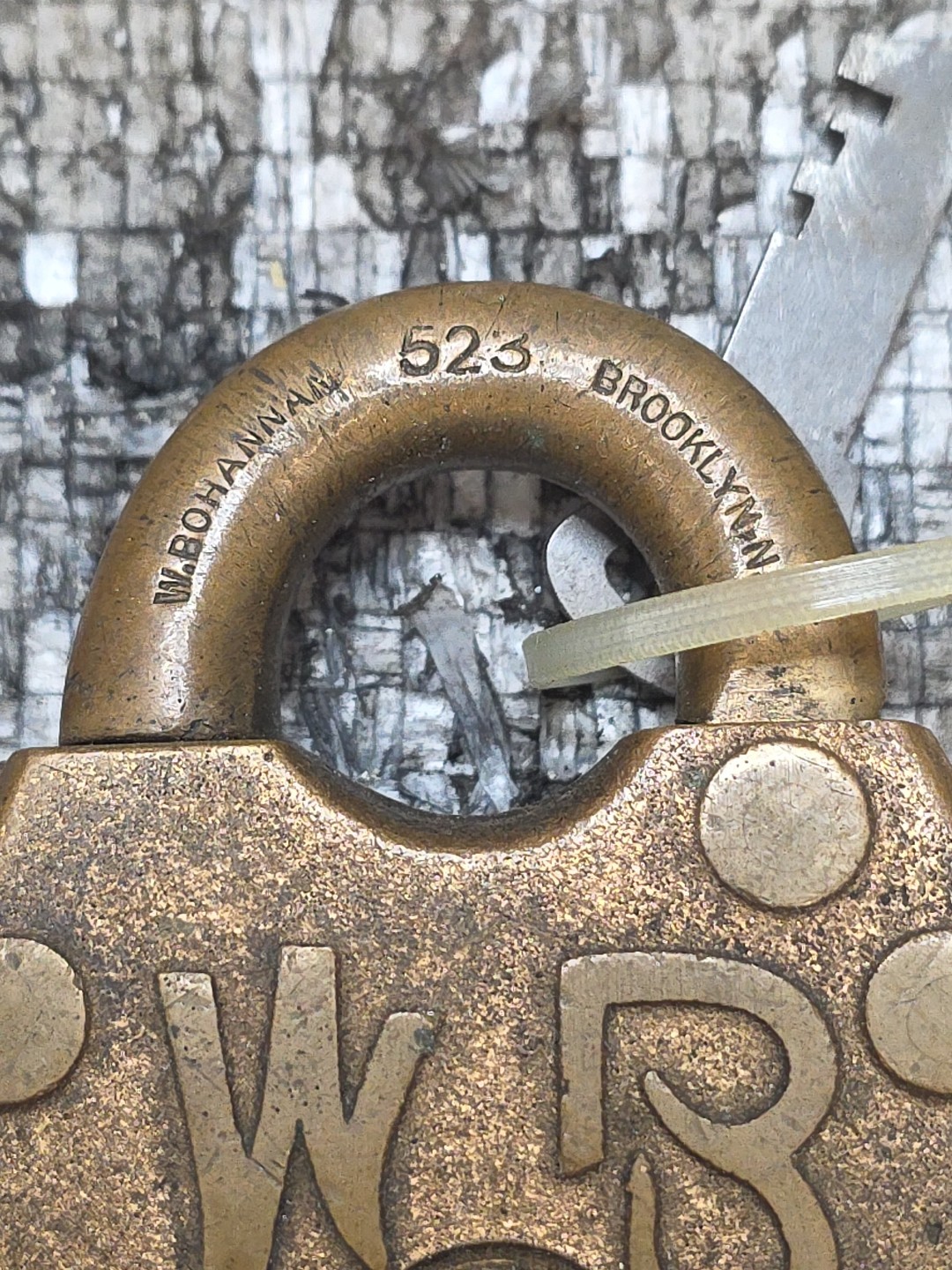 Wilson Bohannan 523 Antique Vintage Lock Padlock Brooklyn NY. 1 FLAT WORKING KEY