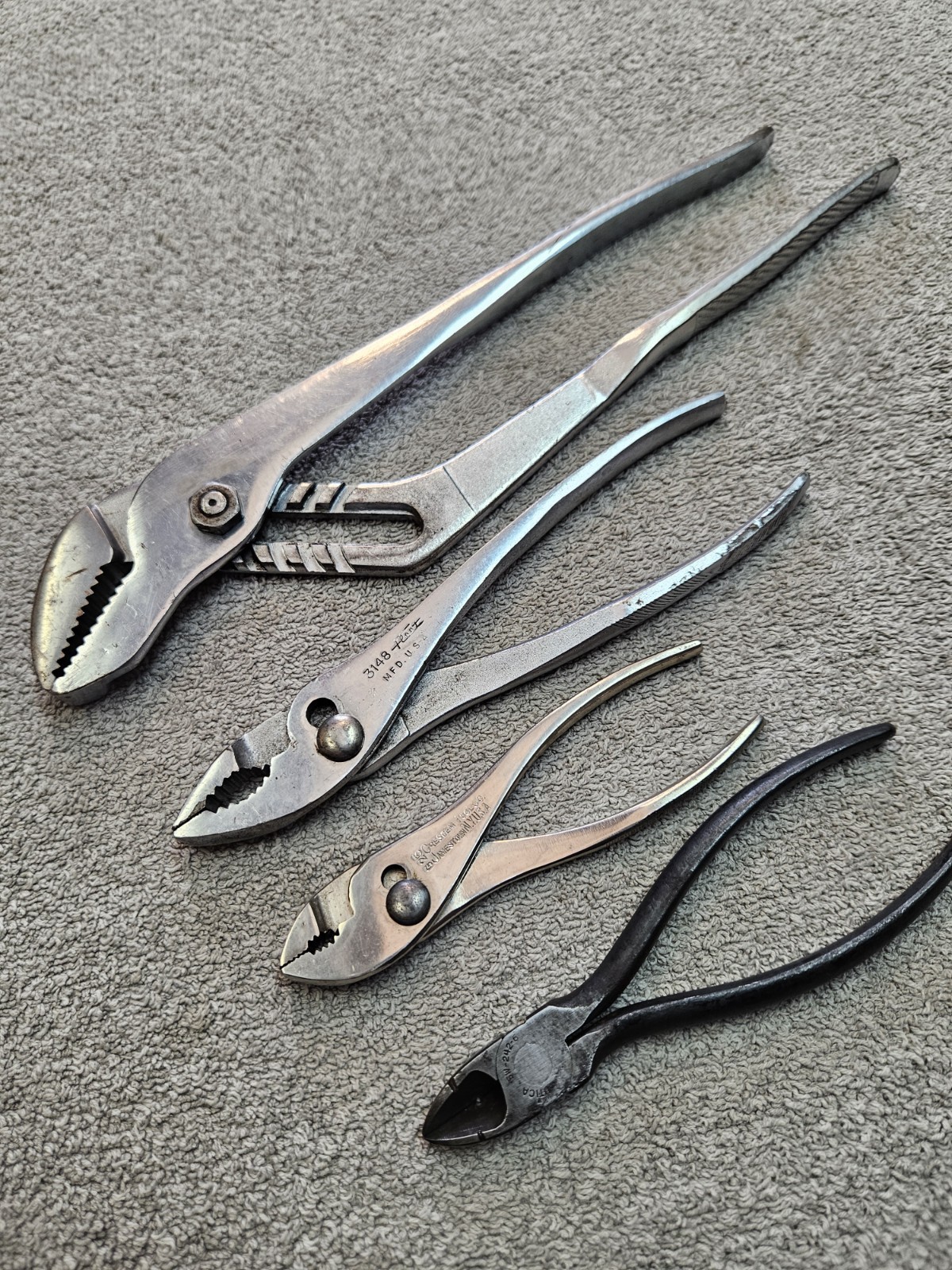 4 Vintage Pliers Craftsman, Fleet, Crescent, Utica Pliers Made In USA