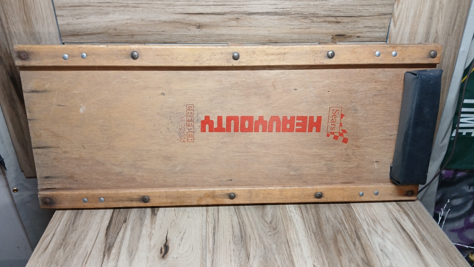 Sears Mechanic Creeper Heavy Duty 15 x 36 Head Rest Wood w/Metal Casters Vintage