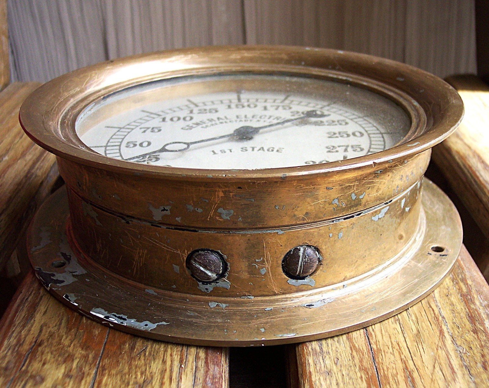 Vintage Ashcroft General Electric Schenectady NY Pressure Gauge 7 3/8″ Steampunk
