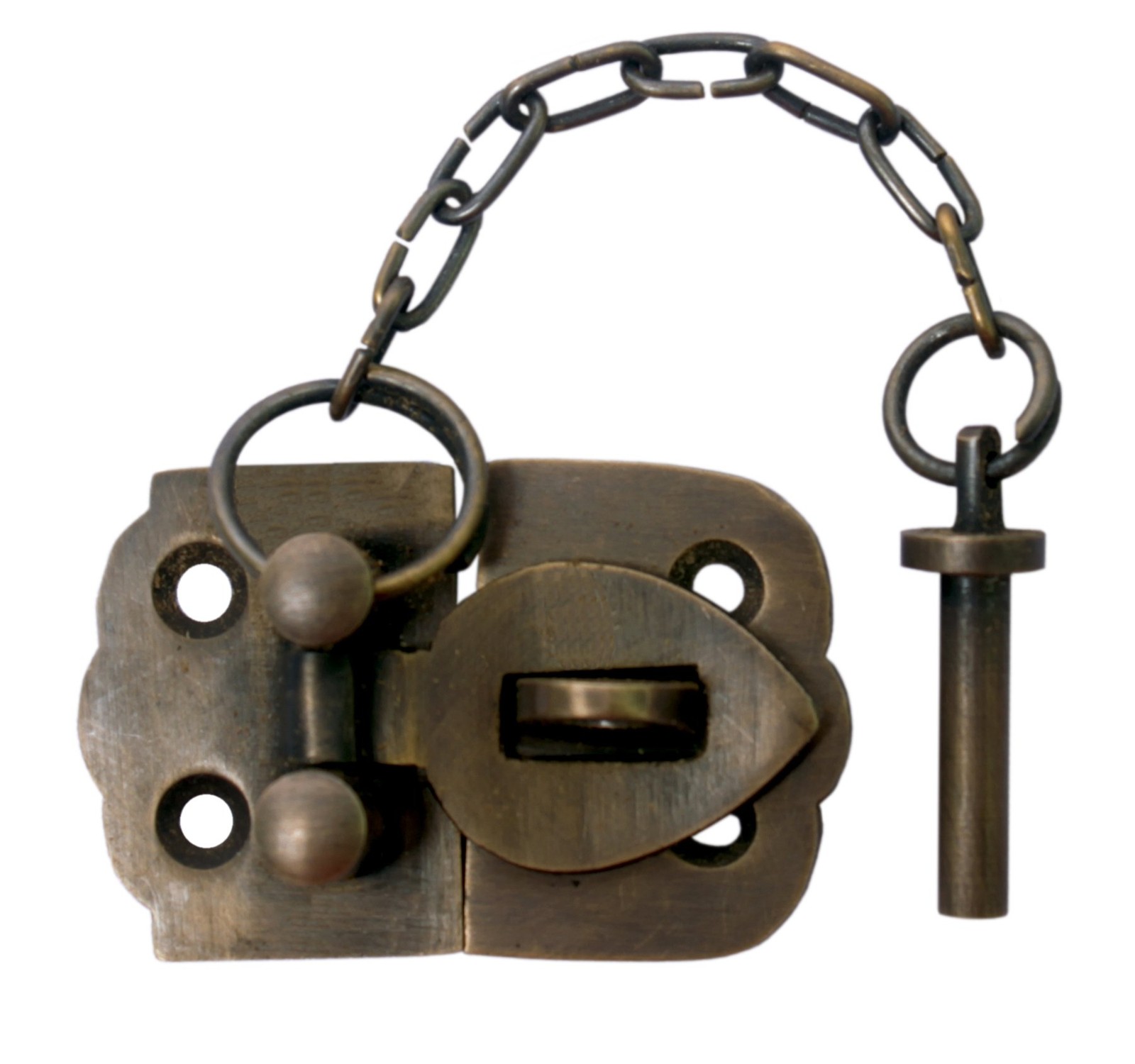 Small Trunk or Chest Hasp with Chain Pin by Nesha Small, Oil Rubbed Bronze