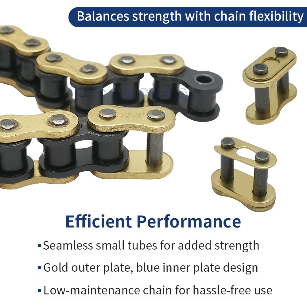 GOLKNHA 428H Drive Chain 132 Link with 6pcs Connecting Master 132