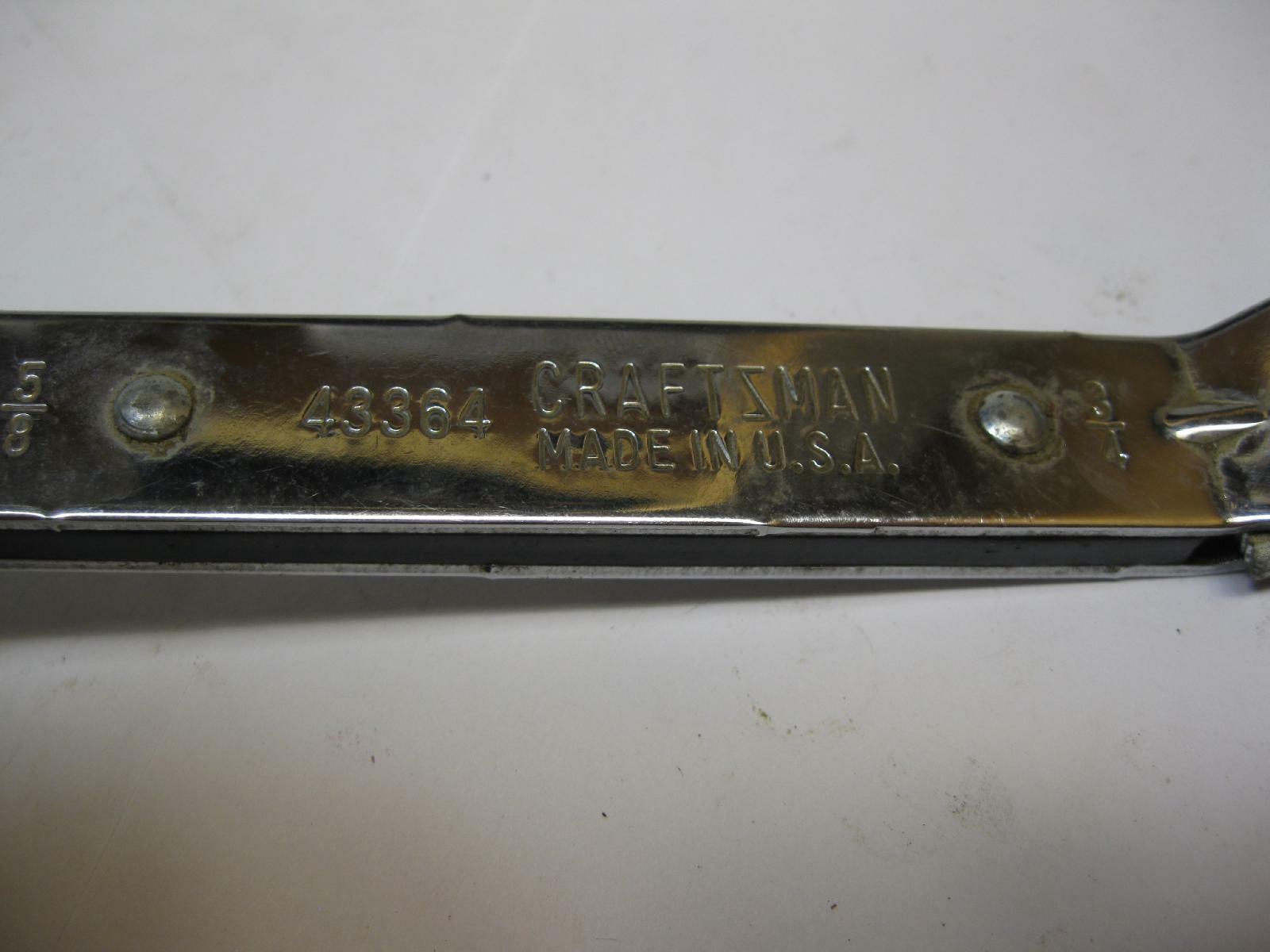 CRAFTSMAN 43364 RATCHETING OFFSET BOX WRENCH 5/8 X 3/4 inch 12 point USA