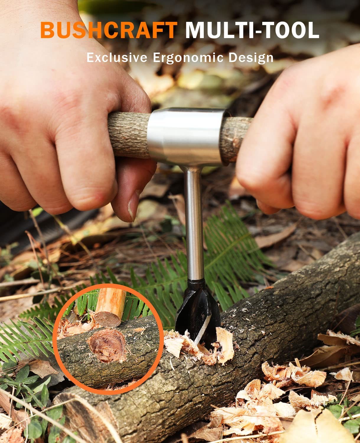 Manual Hand Auger Wrench Outdoor Survival Wood Gear Drill Kit for Bushcraft Tool