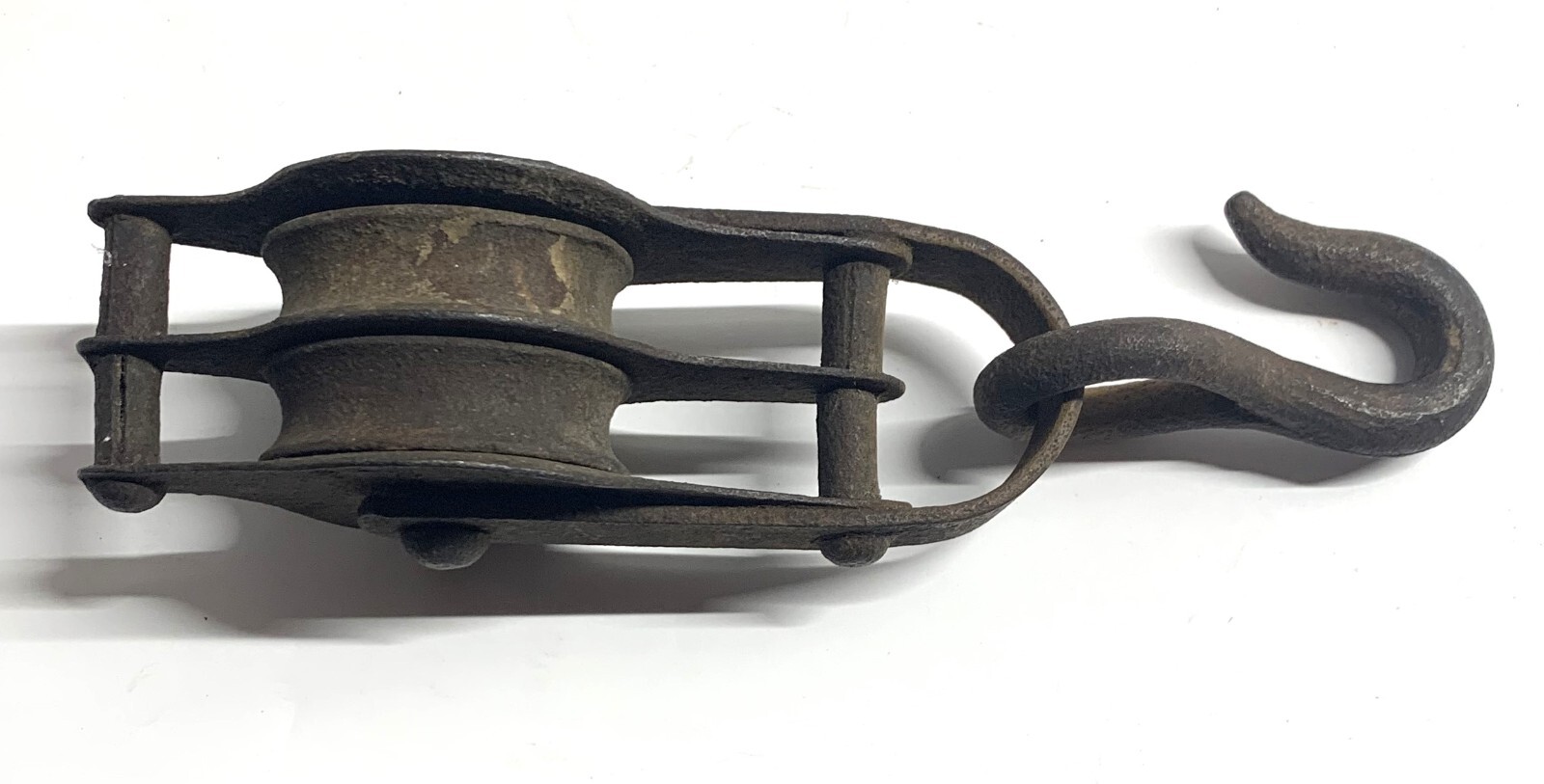 Metal Double Pulley with Hook 10 Inches Overall Length Vintage Barn Workshop