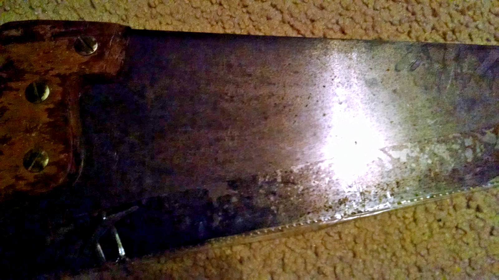 Atkins Hand Saw Vintage 4 Screw Wooden Wood Handle CB Carved Medallion Tool Used