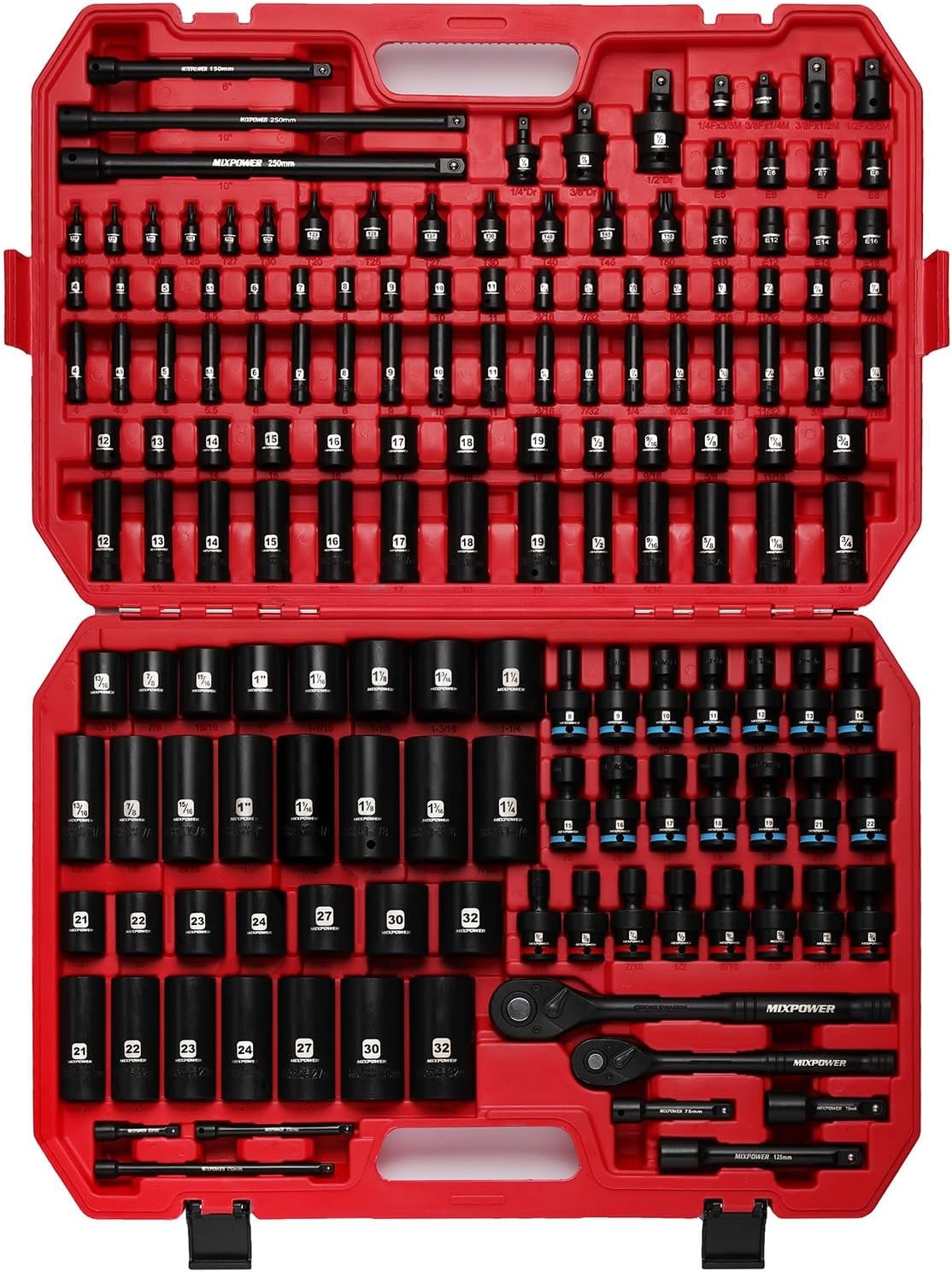 MIXPOWER 153 Piece Mechanic Tool Set Metric/SAE Impact Sockets