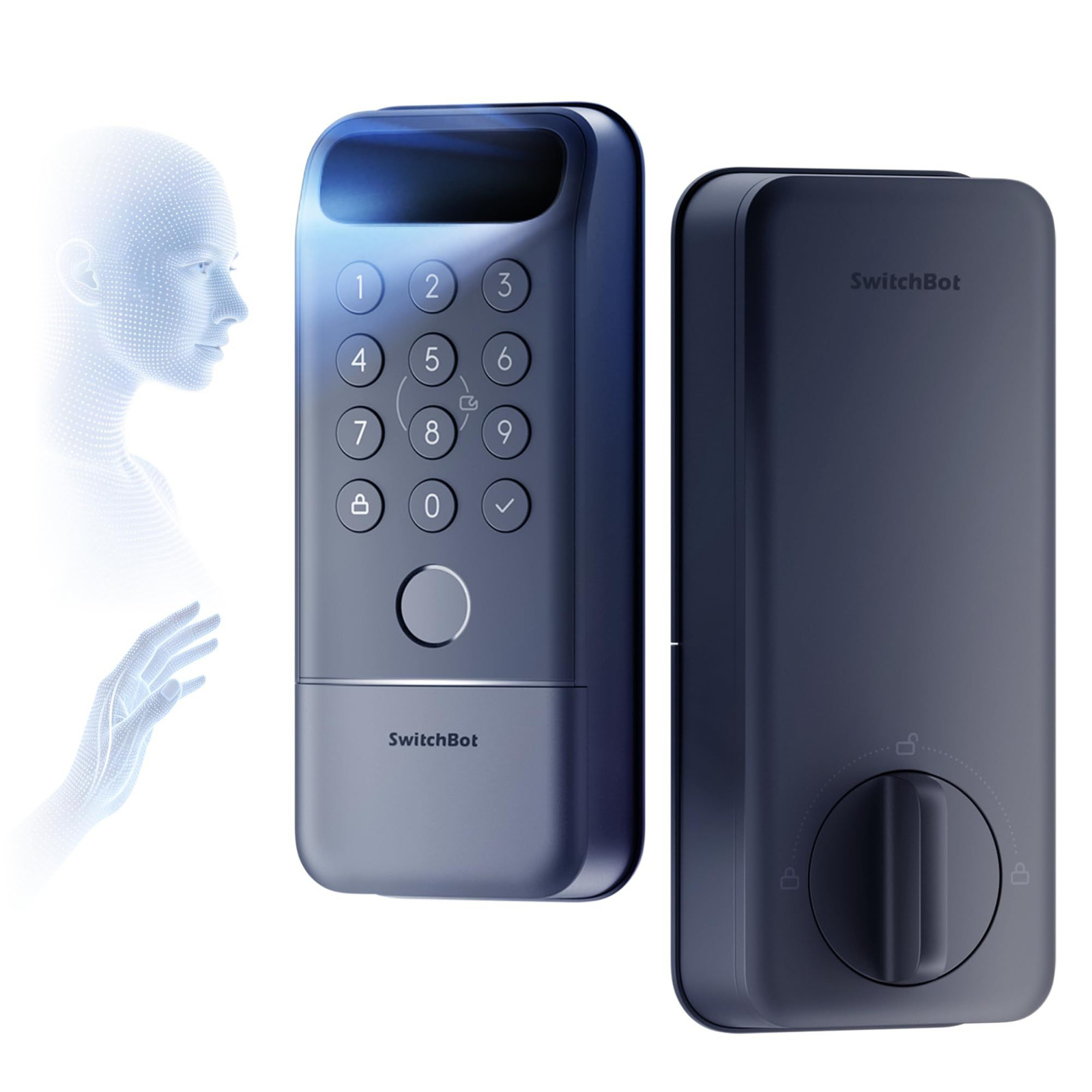 SwitchBot Lock Vision Pro Smart Lock, 3D Face Recognition + Palm Matte Black