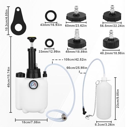 11pcs 3L Brake Bleeder Kit with Vacuum Pump, 1L Waste Bottle & 4 Master