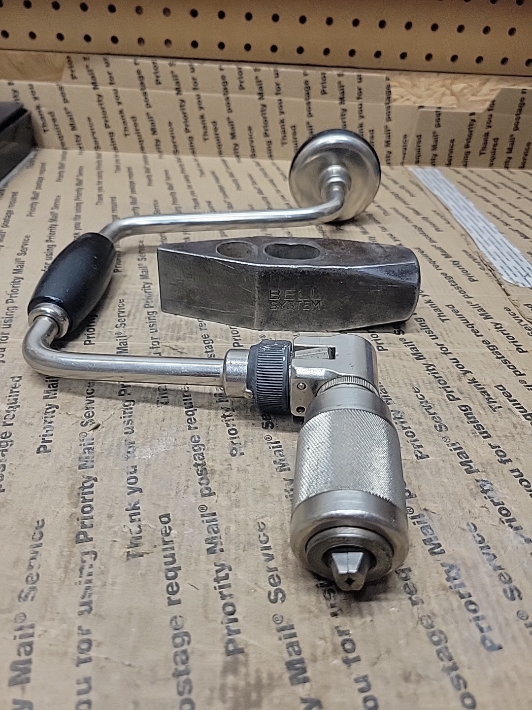 Vint Bell System “B” 10” Bit Brace & Bell System Hammer Head VERY GOOD CONDITION