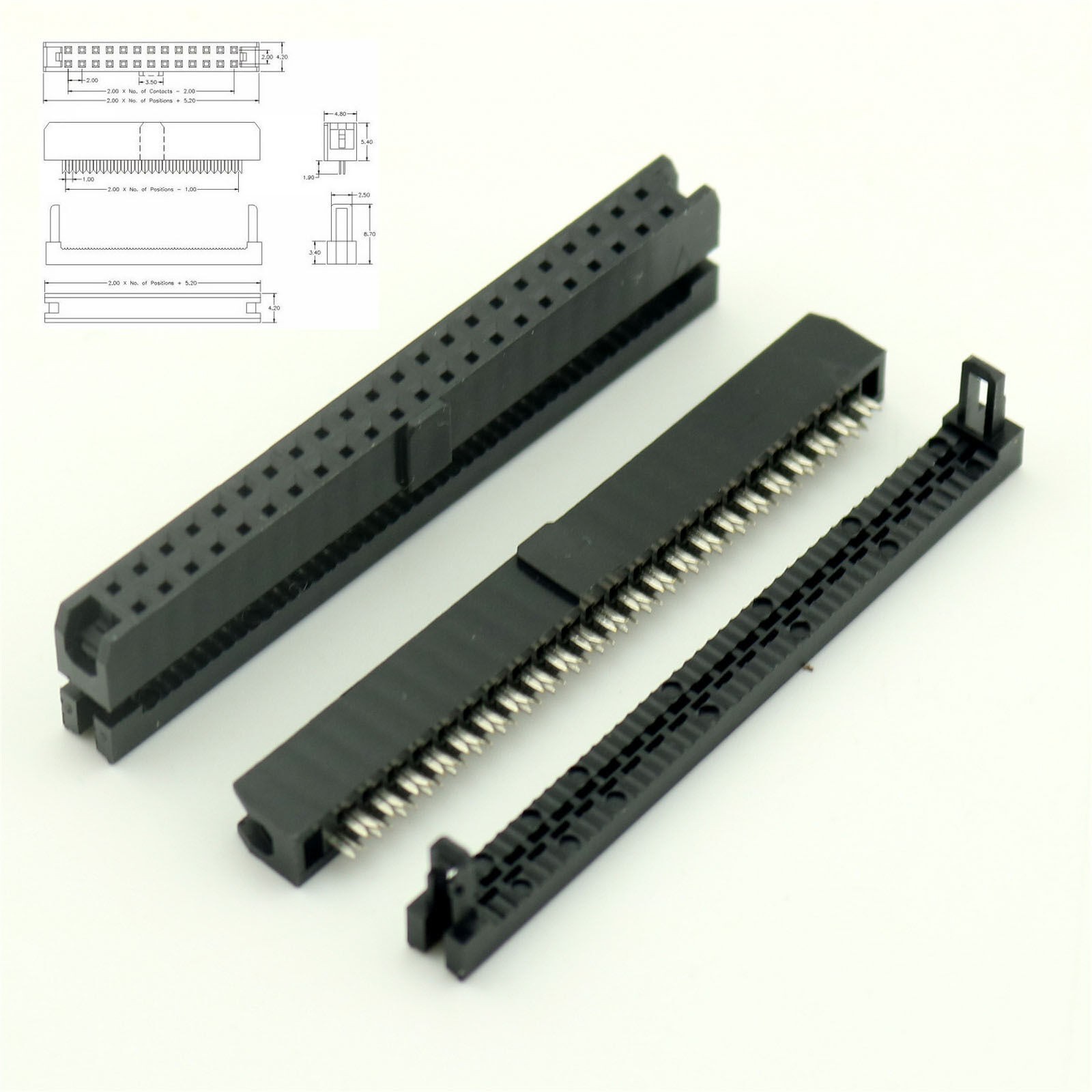 10pcs 2mm Pitch 2×22 Pin 44 Pin IDC FC Female Header Flat Cable Connector 2.0mm