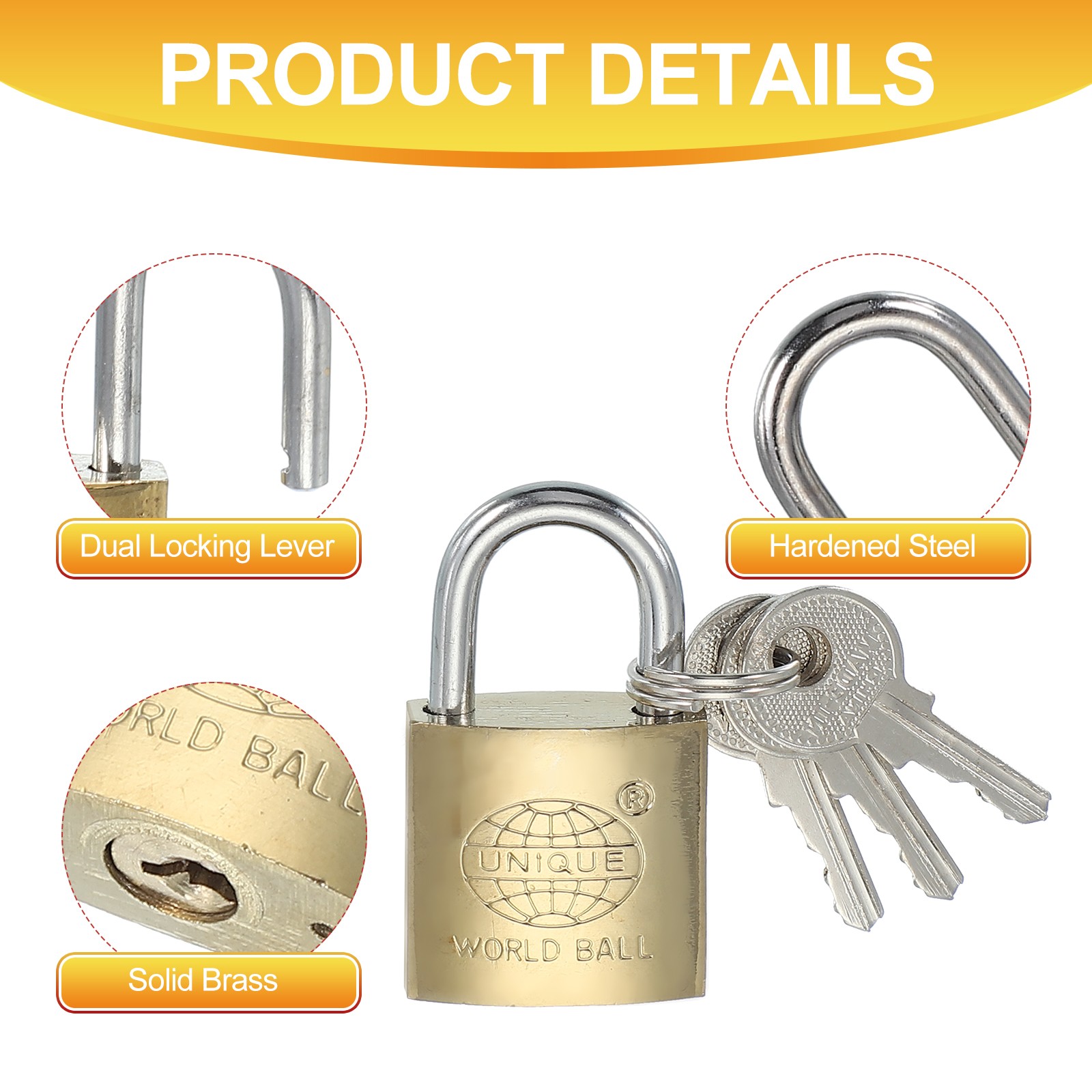 Stainless Steel Padlocks 1.6″ Long Shackle Lock with 3 Keys
