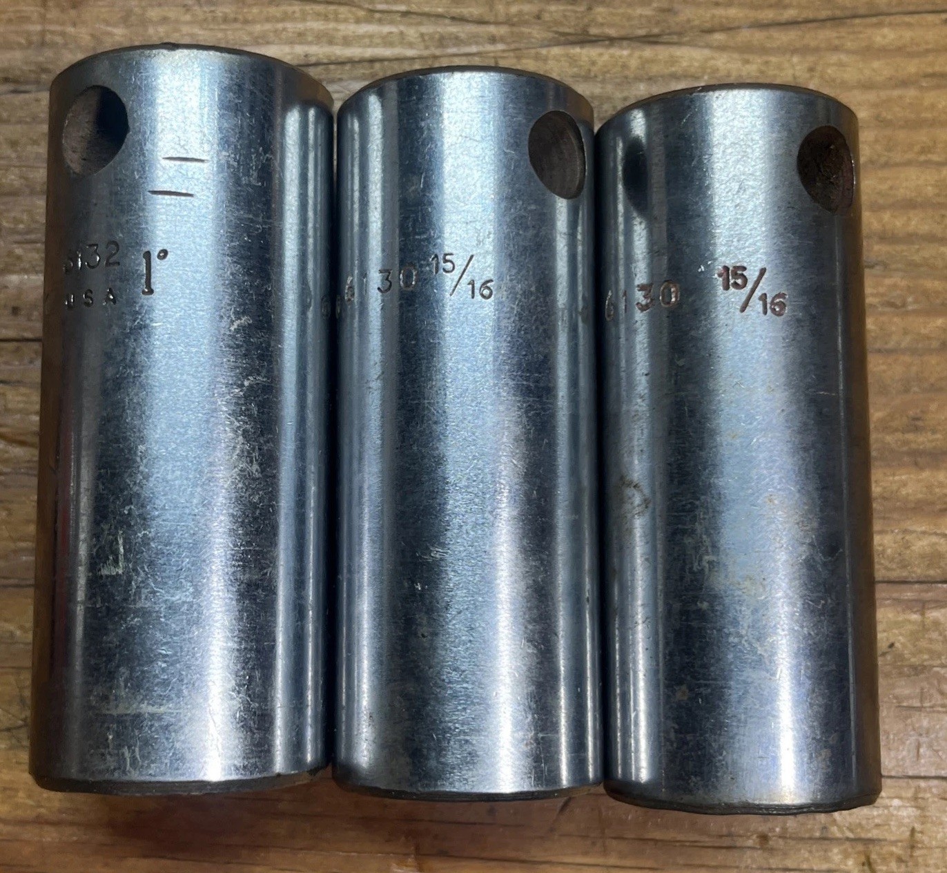 RARE – P&C (Peterson & Carlborg) 12 Point 1/2″ Deep Well Socket Lot 15/16” 1”