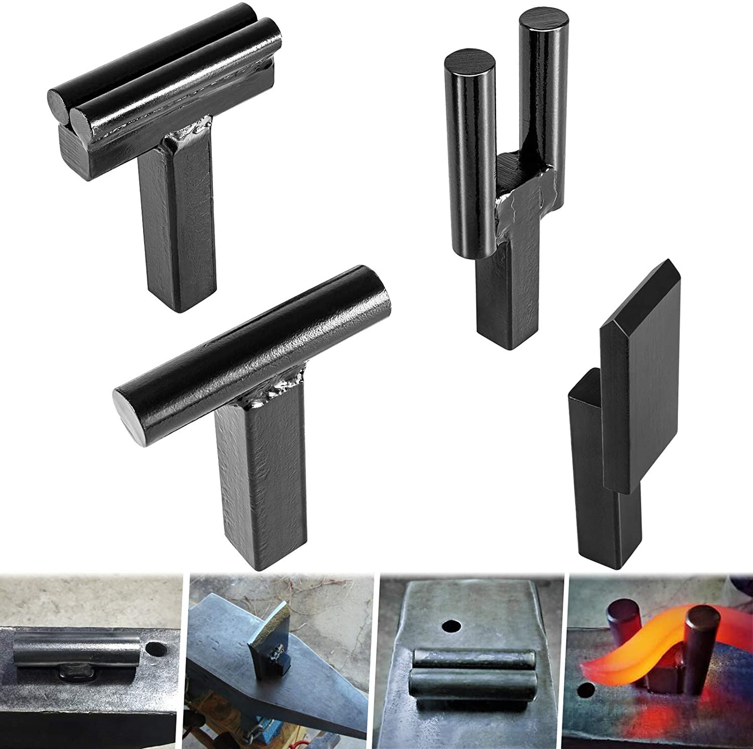 1 Inch Blacksmith Anvil Forge Hardy Tool Set Turning Bending Scrolling Fork 4pcs