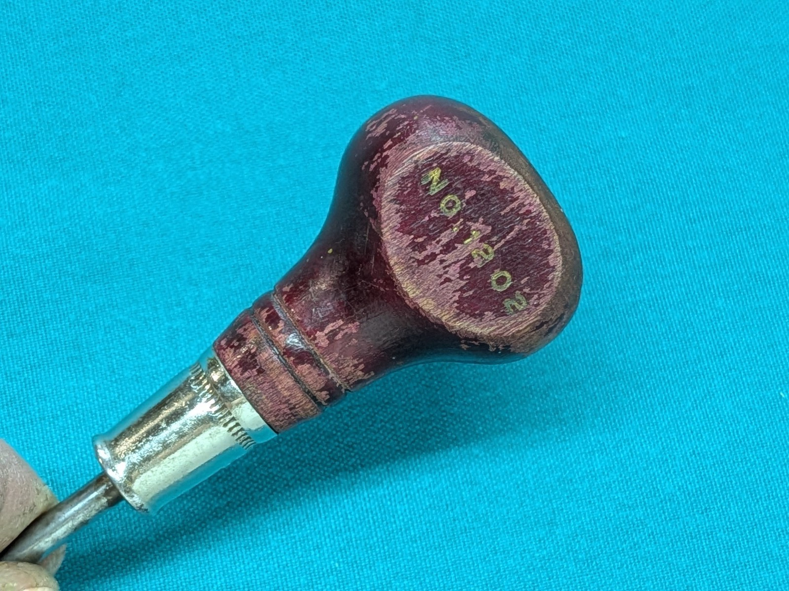 Vintage Stanley Defiance No. 1202 Scratch Awl Burgundy Wood Handle USA 1930s-40s