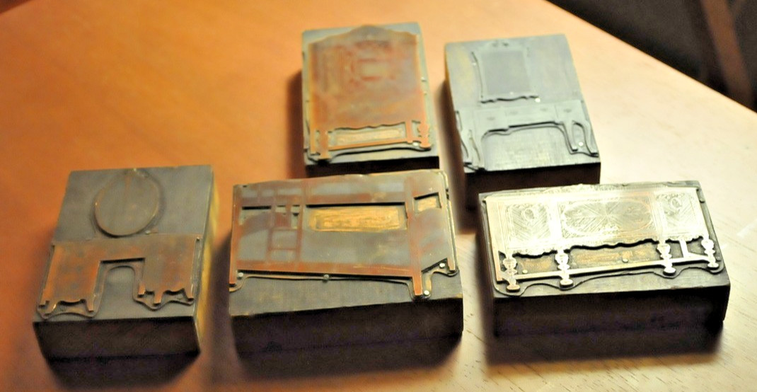 Vintage Industrial Printing Blocks Lot – Metal Relief Letterpress Plates – Large