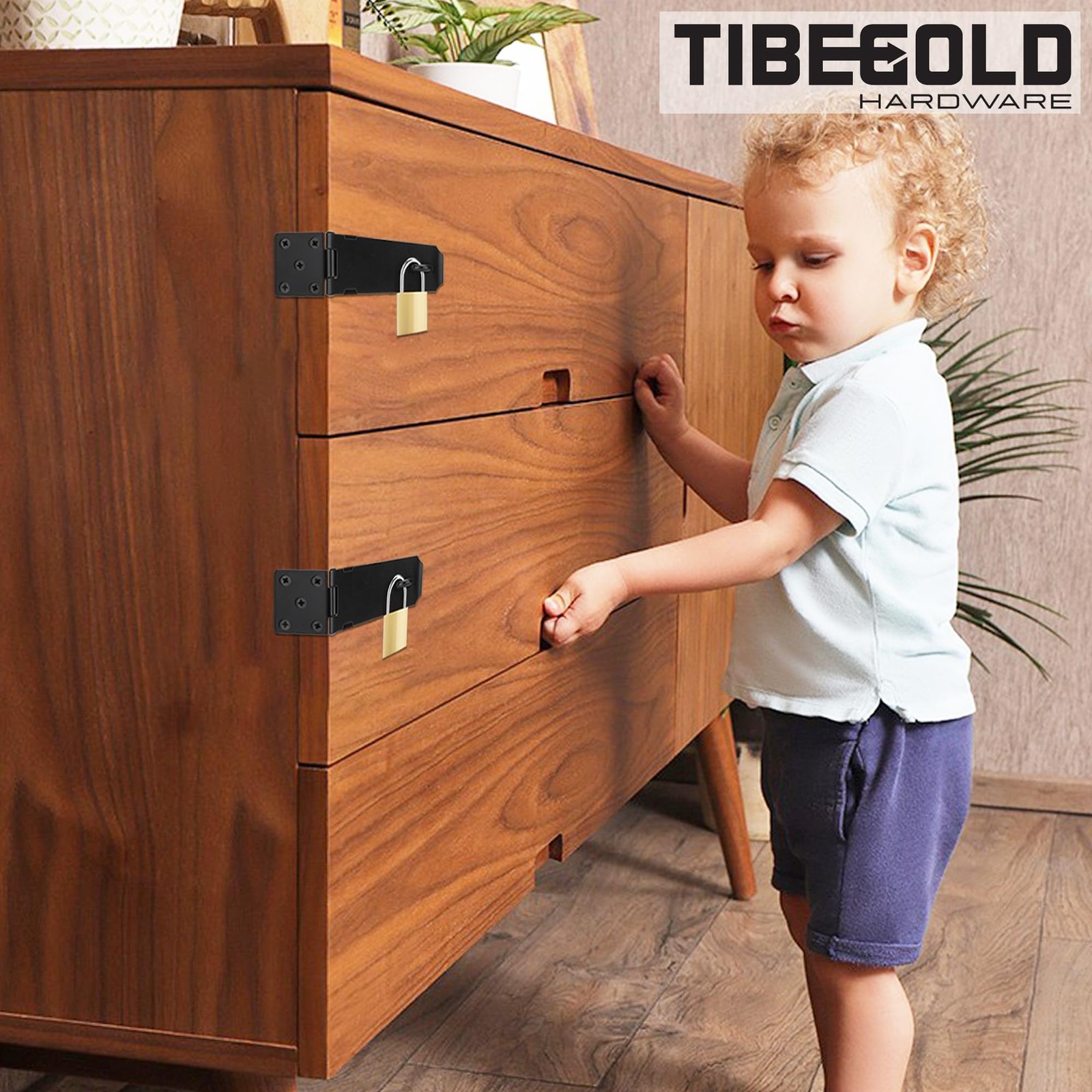 TIBEGOLD 4 Inch Door Lock Hasp Latch, Security Packlock Clasp 4