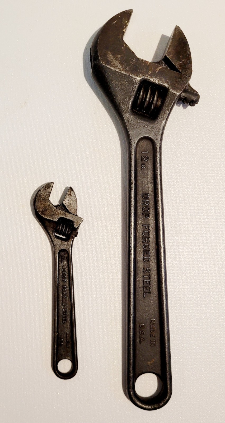 VTG 12″ AND 6″ ADJ WRENCHES–CRESCENT TOOL CO, JAMESTOWN NY USA–DROP FORGED