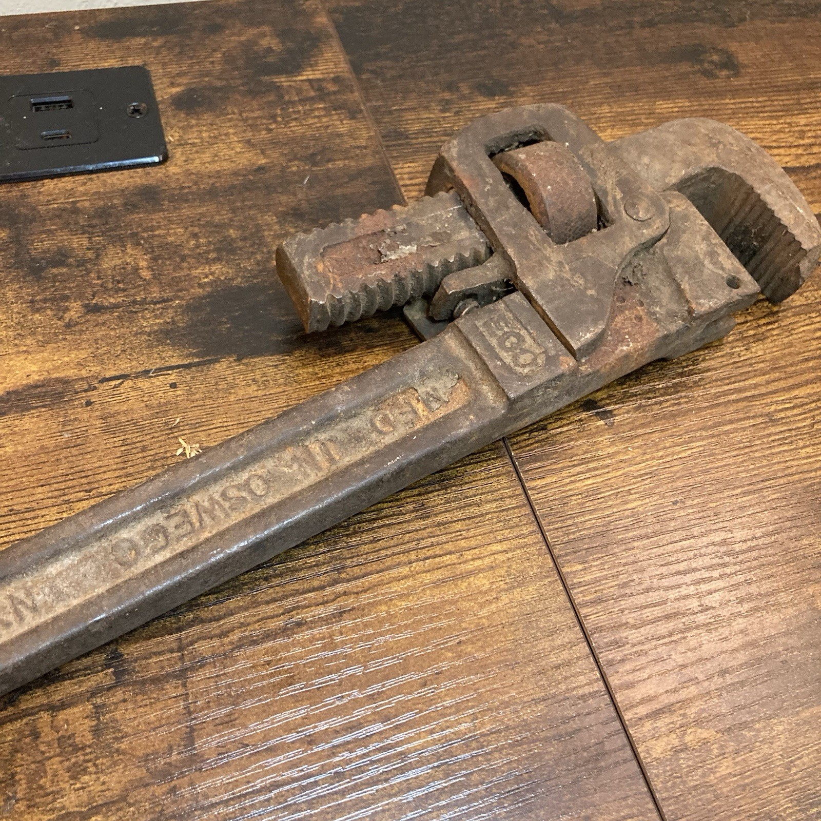 Vtg Oswego Tool Co 18” Stillson Pipe Wrench USA Heavy Duty Plumbing Tool