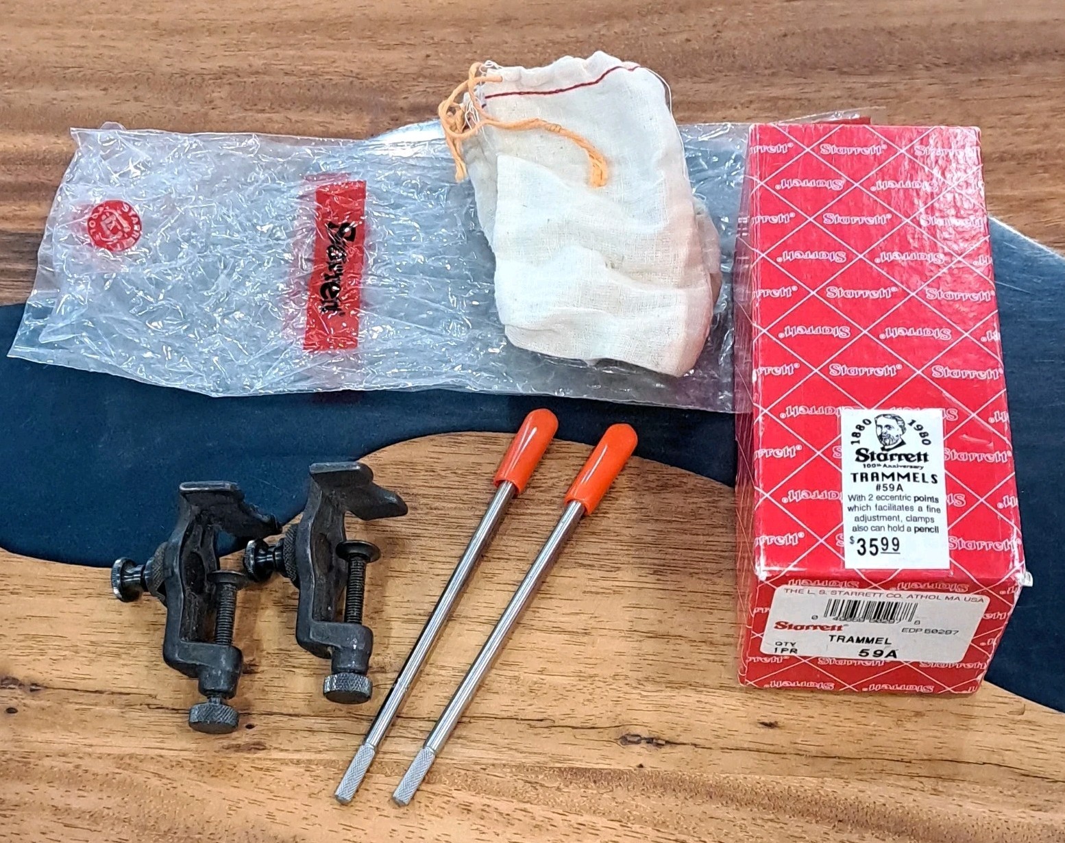 Vtg Starrett 59A Trammel Points Set 100th Anniversary Original Box & Accessories