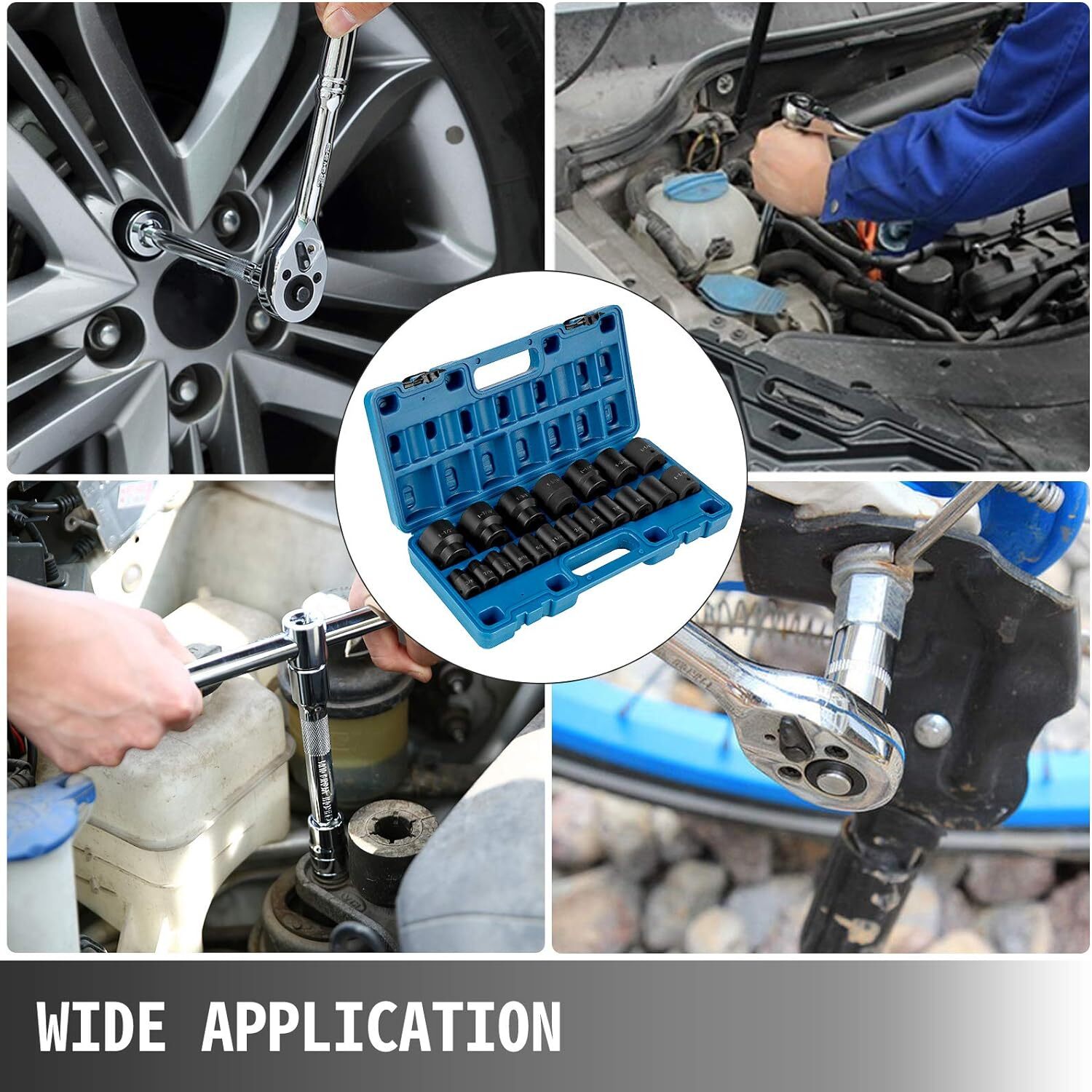 Impact Drive Socket Set 1/2 Inches 19 Piece Impact Sockets Sae, Standard S