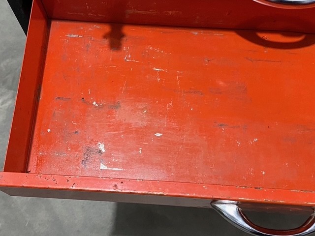 Vintage JC Penny 2 Drawer Metal Tool Box 20″x 10-3/4″x 8-3/4″