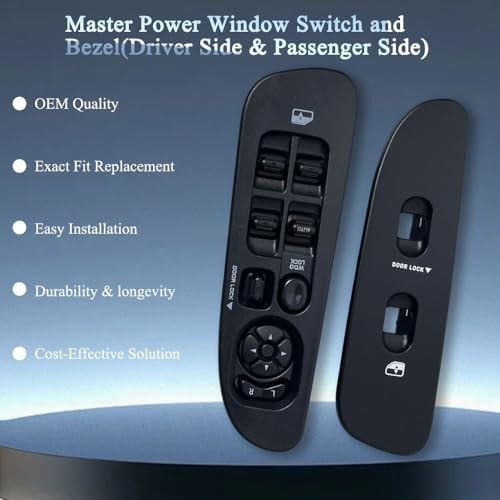 Power Window Master Switch with Bezel Set (Driver&Passenger Side) – Compatible