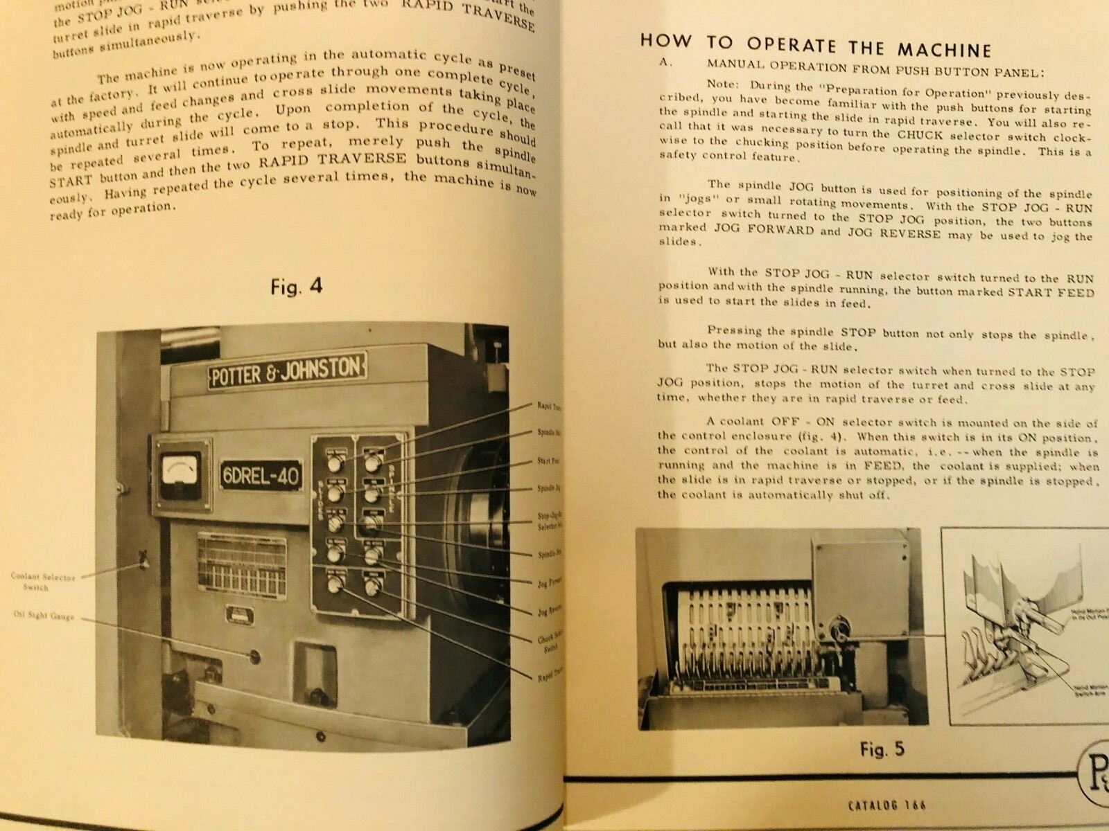 Potter & Johnston Automatic Turret Lathe 6DRE&L-40 Operators Manual 166 Date1957