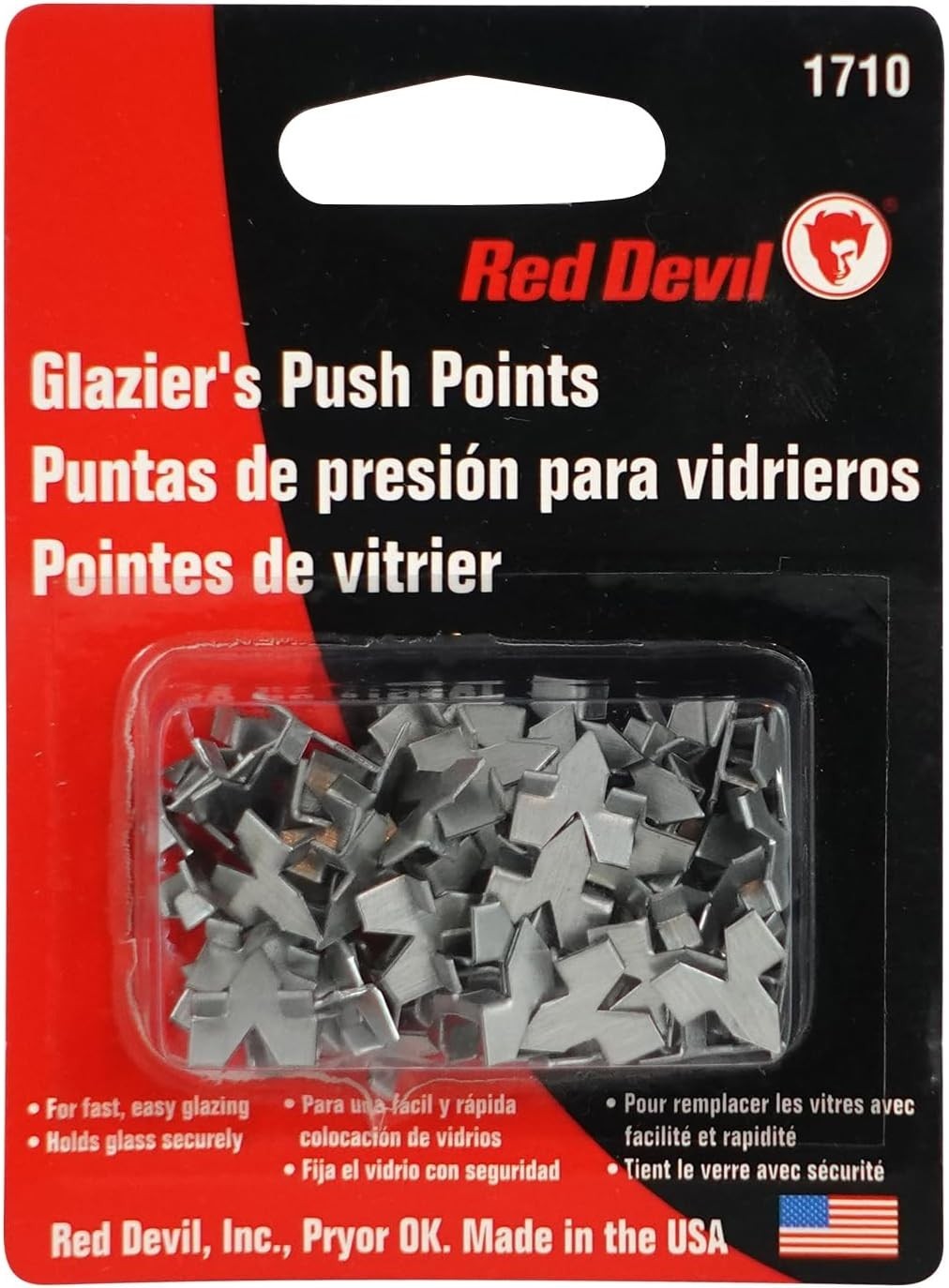 Red Devil 1710 Glazing Push Points – 55 Zinc-Coated Pieces for Easy Installation