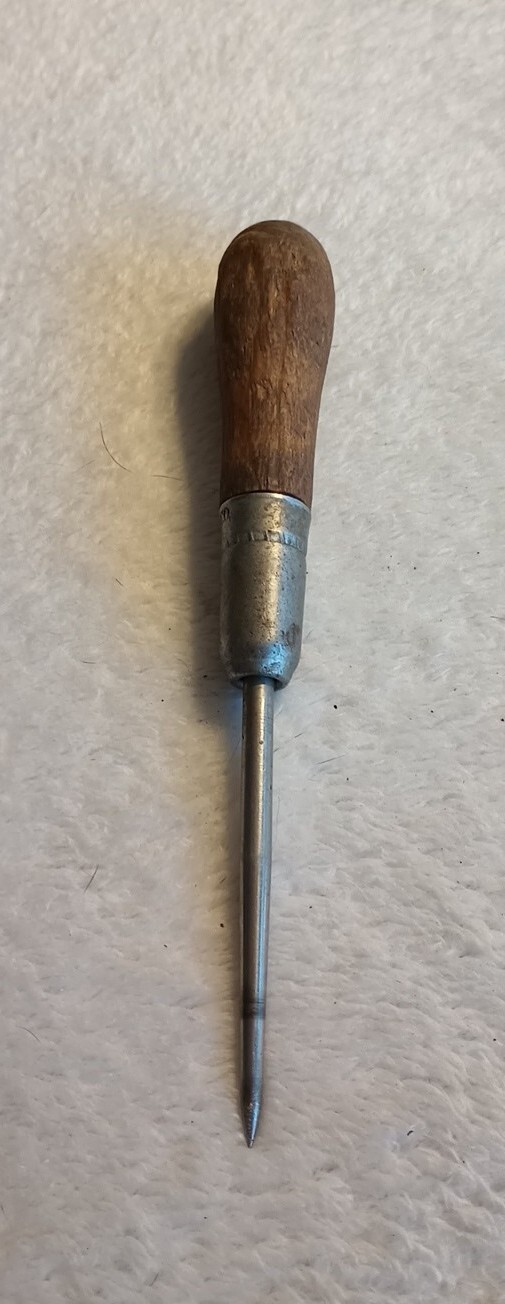 Vintage Wood Handled Scratch Awl Or Tool Ice Pick Metal 7″ LUTZ FILE & TOOL CO.