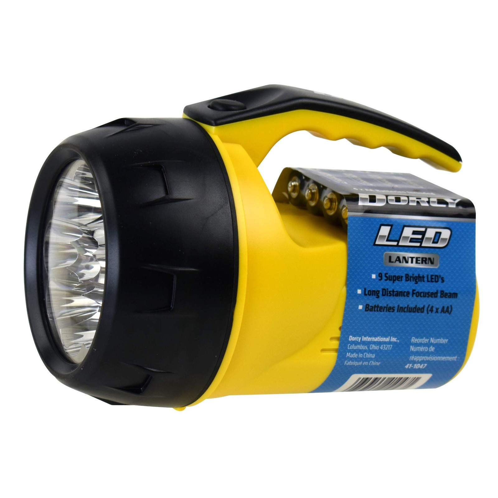 9 LED Handheld Lantern Bright Compact Flashlight with 4 AA Batteries Included