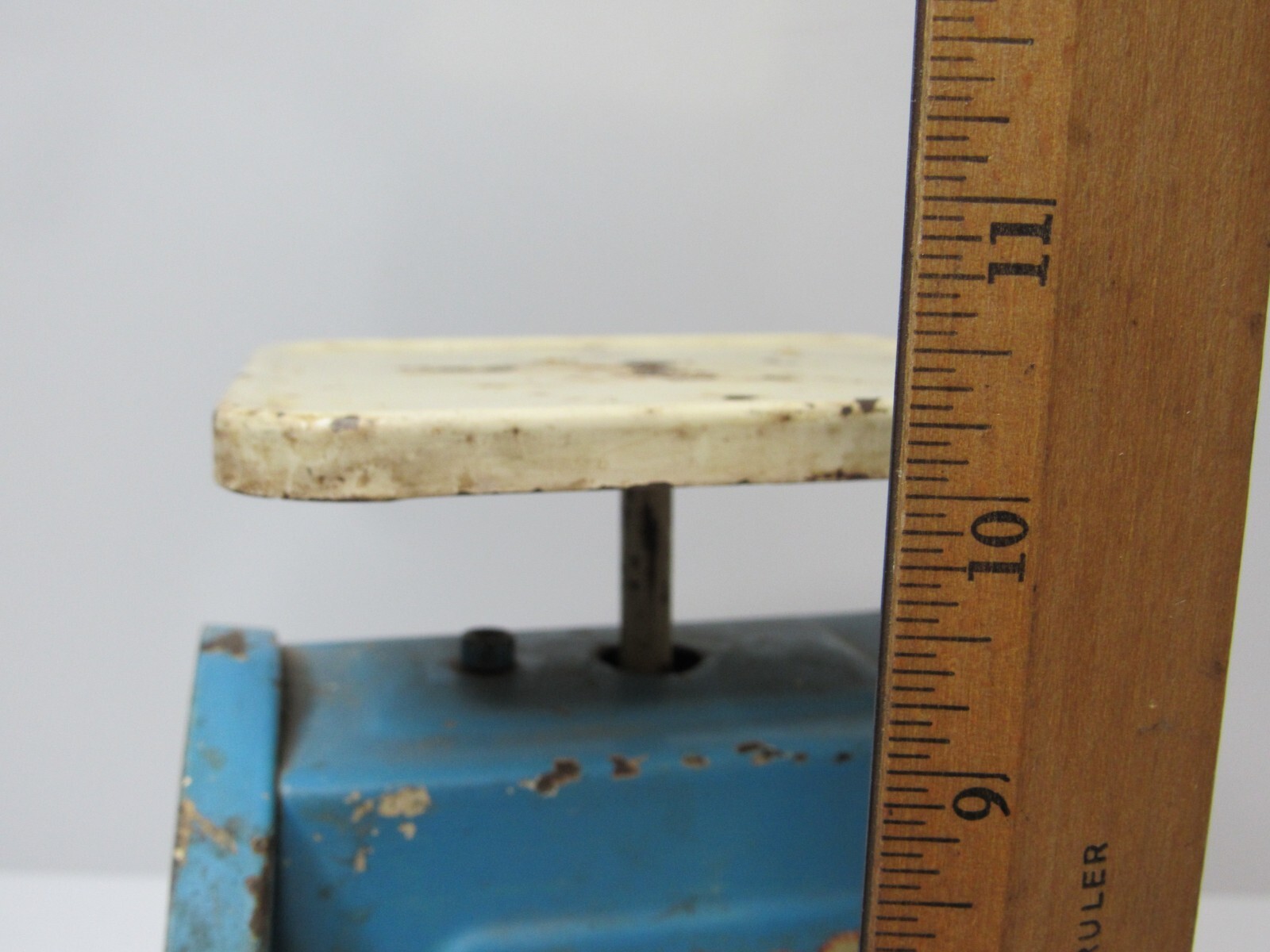 Vtg BLUE LITHO HANSON Utility Baby Kitchen Scale 25 lb USA Heavy Cast Iron USW