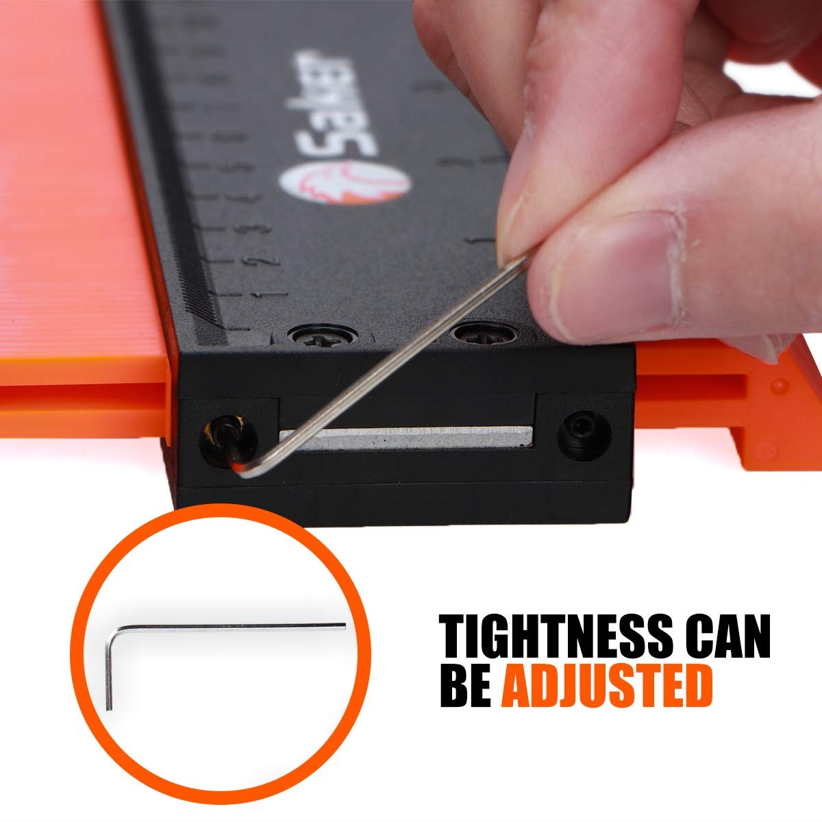 Saker Contour Gauge Tool for Woodworking & DIY, Profile 10 INCH, Orange