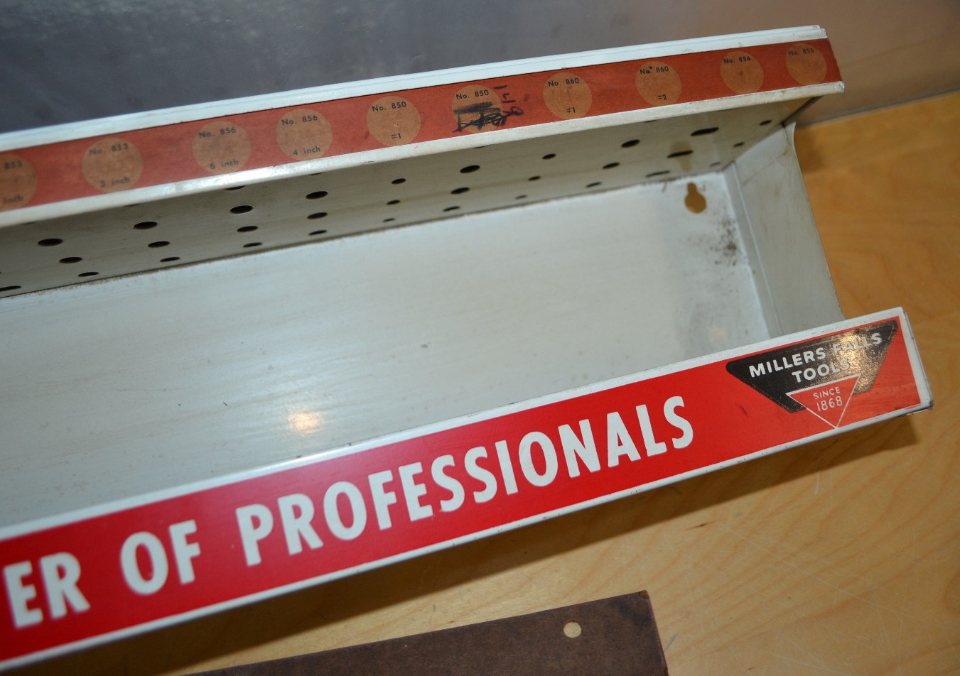 2 pcs. OG ~ vtg MILLERS FALLS Hardware Store Display Screwdriver Rack & Bit Sign