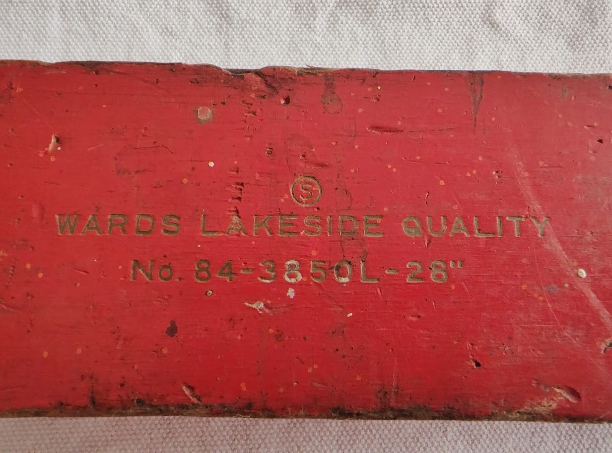 Antique Montgomery Wards Lakeside Level, Red Shabby Chic Farmhouse Shop Decor