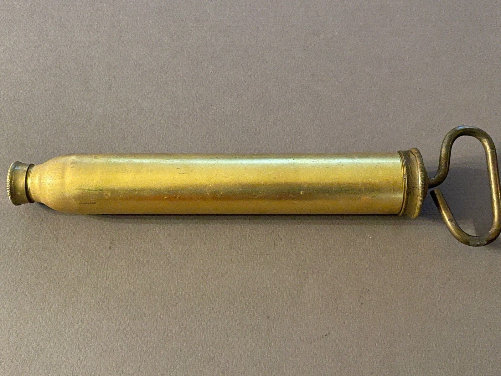 VINTAGE BRASS TONE GENERIC METAL GREASE GUN PLUNGER PUMP