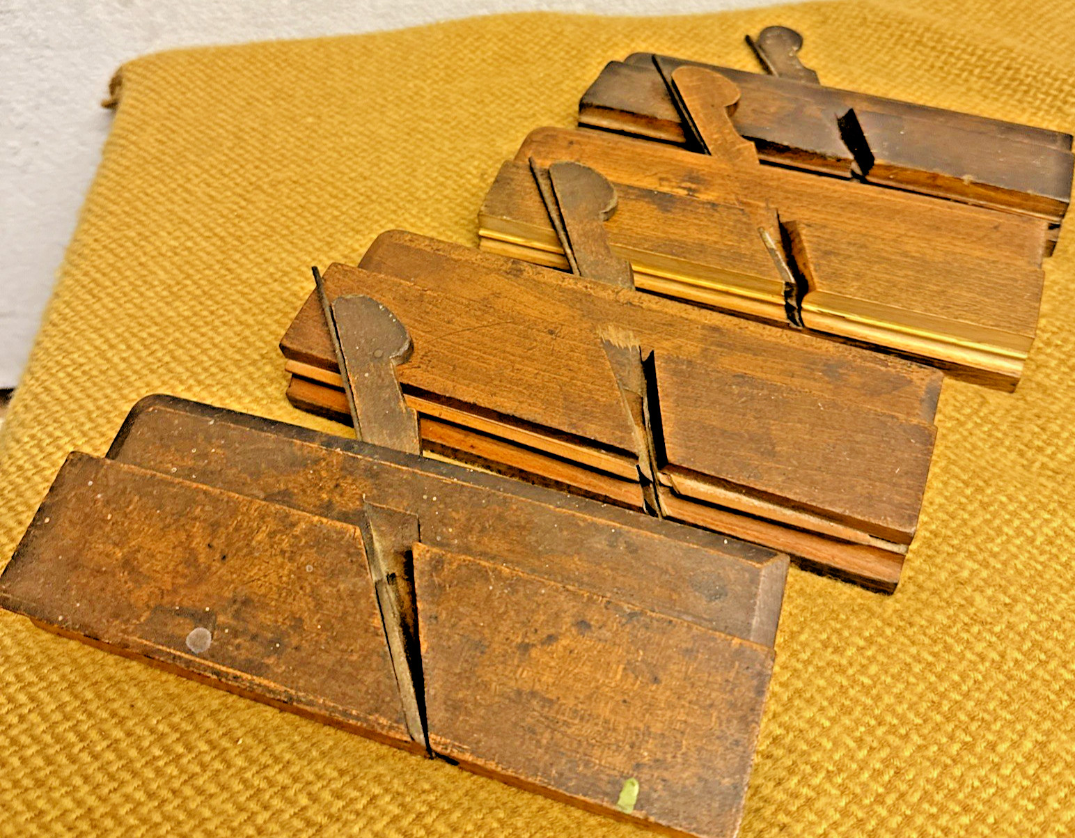 Job Lot 4x Antique Wooden Moulding Planes 3x Greenslade Great Exhibition 1862