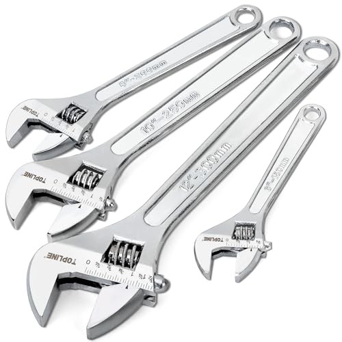 Topline 4 piece Adjustable Wrench Set 12 10 8 6 Inch