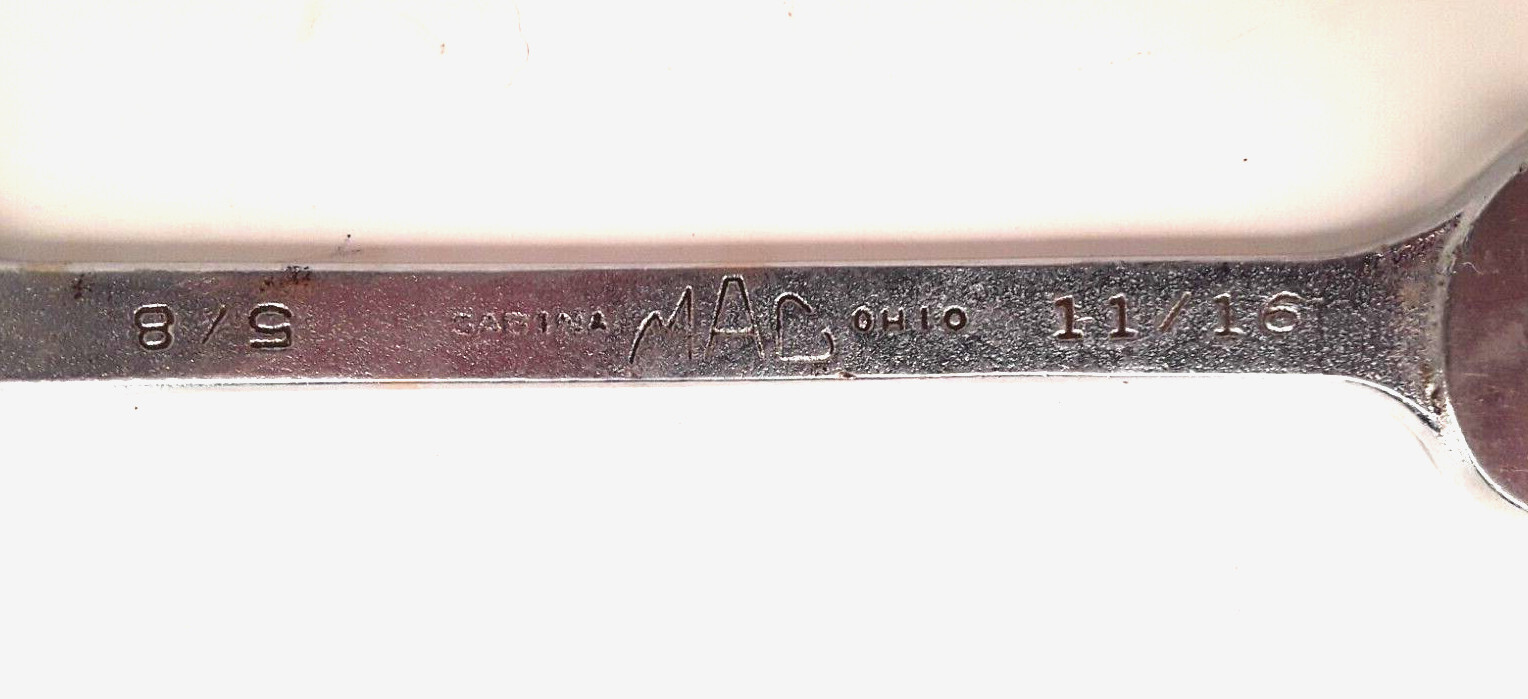 Mac Tools Sabina Ohio USA 5/8 x 11/16 SAE Open End Wrench DR2022 A5