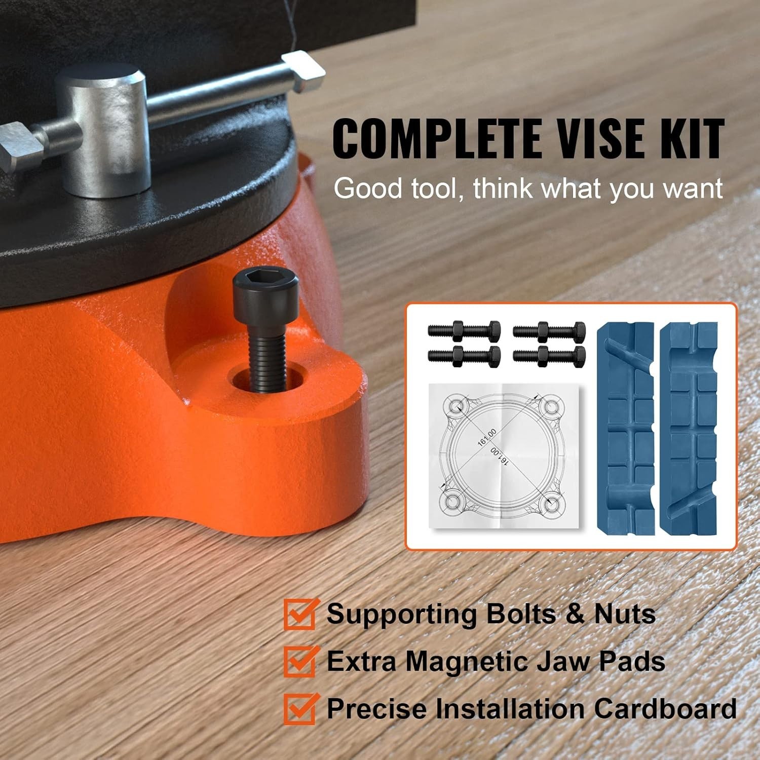 Versatile 6-Inch Workbench Vise with Complete Kit – Bolts, Nuts, and Jaw Pads