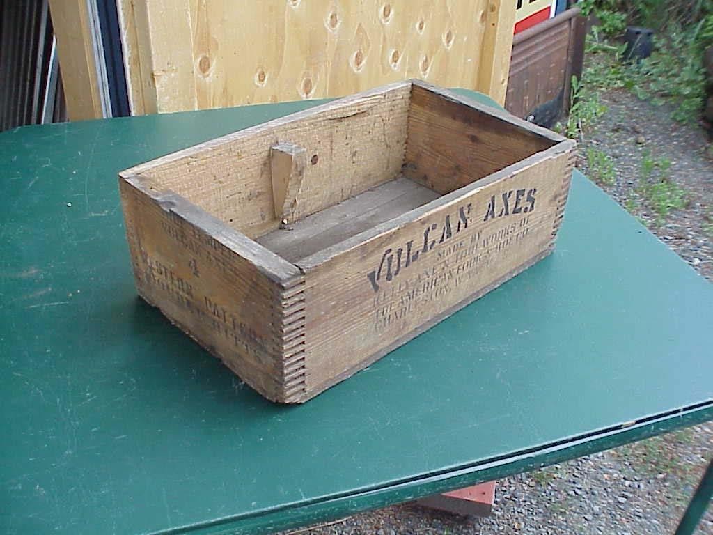 Rare Vintage VULCAN Axes Wood Shipping Box Kelly 4lb Western Dbl Bitt