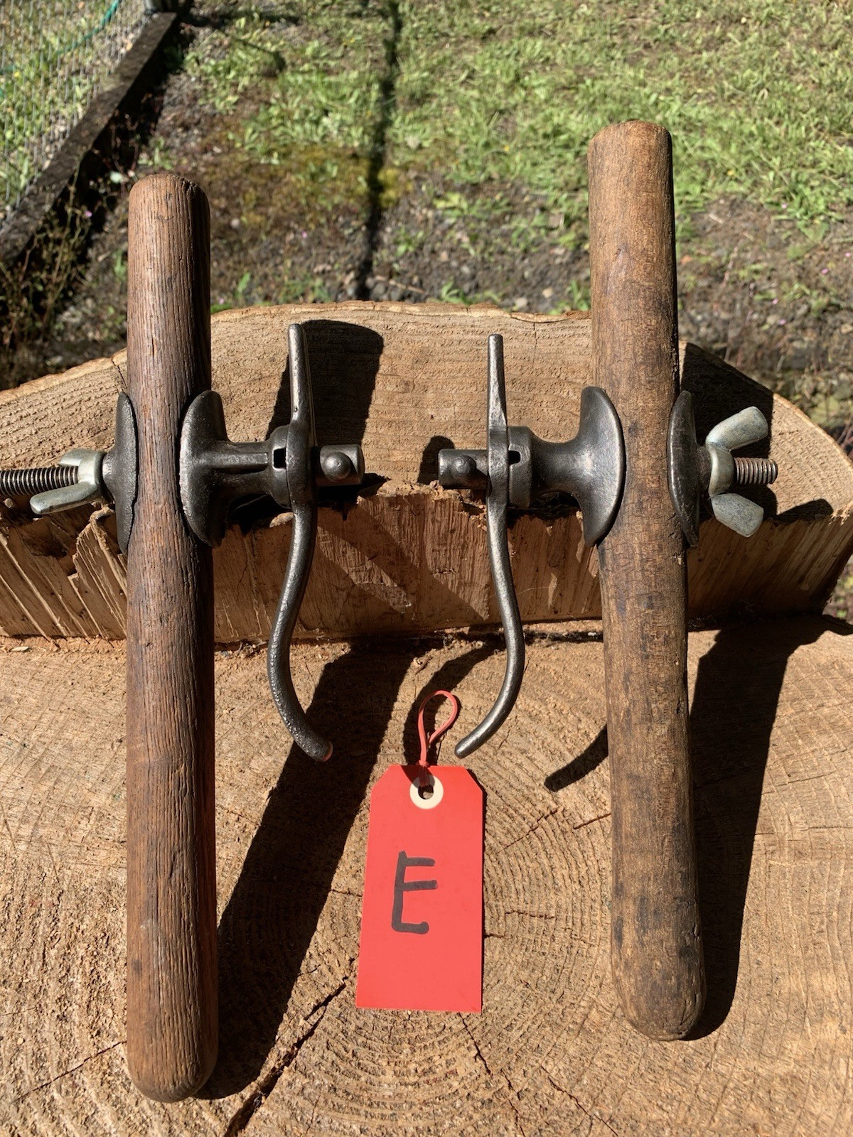 PAIR REVERSIBLE CROSSCUT SAW FALLING BUCKING HANDLES LOGGER LOGGING LUMBERJACK
