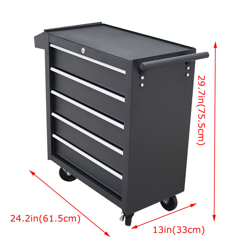 5 Layers Movable Tool Car with Lock Box Cart Auto Repairing Tools Storage