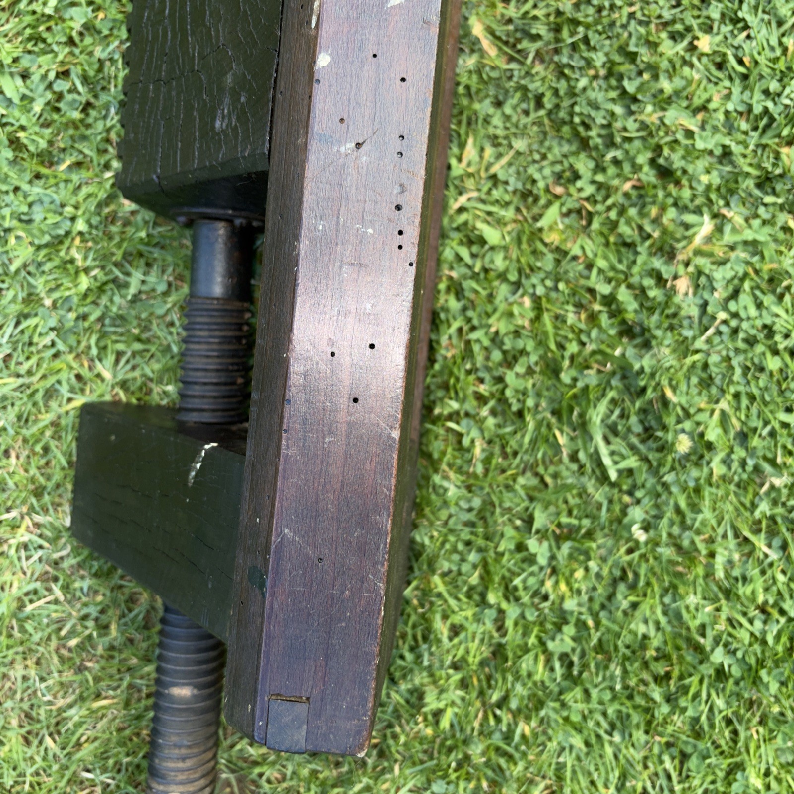 Antique Large Wooden vice mitre clamp Victorian mostly oak 7kg