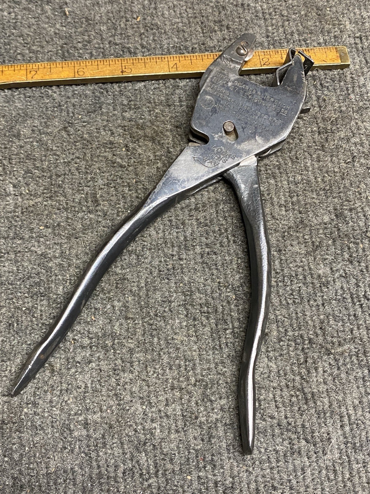Rare Vintage Eifel Geared Plierench 8-1/2” $6.00 With Tubing Cutter Jaw USA