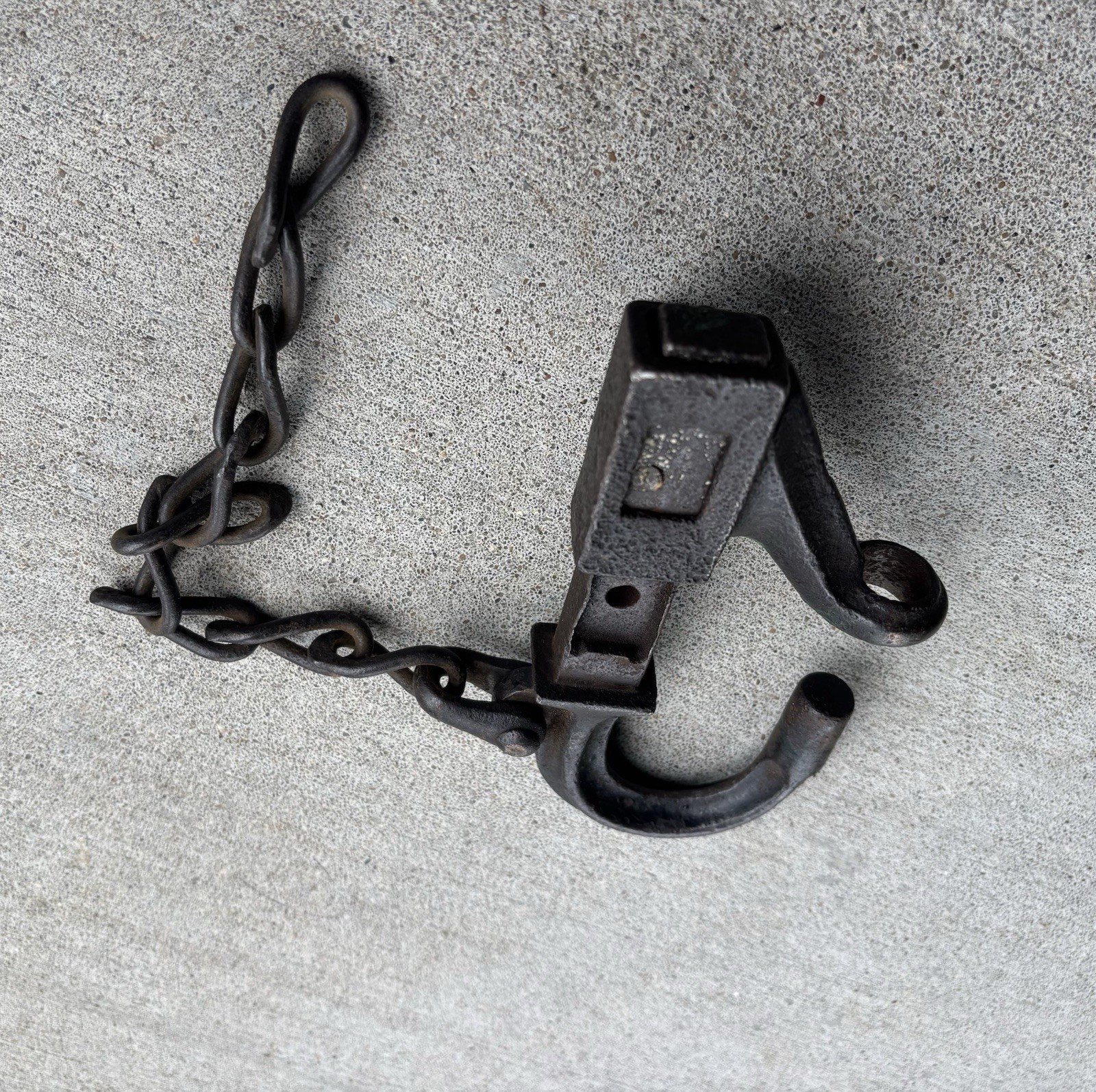 18thC Antique Hand-Wrought Iron Latch, Lock, Handcuff, Slave ??? Mystery Item
