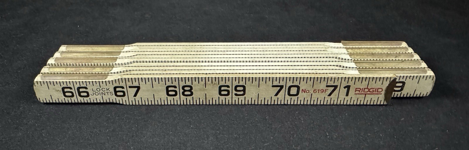 Ridgid 6′ x 5/8″ Flat Reading Folding Lock Joints Wood Rule 619F – Made in USA