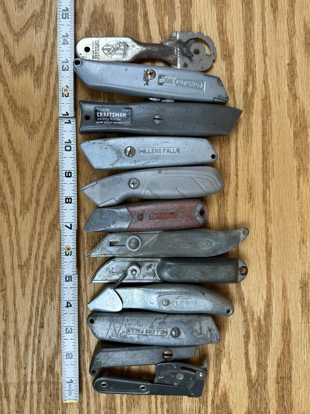 Vintage Utility Knives Lot 12 Sears Craftsman Millers Falls Lewis Kutto + Blades